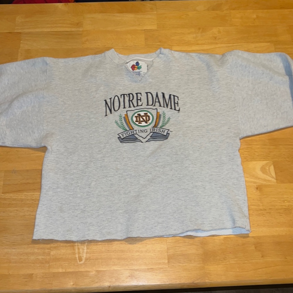 Vintage Notre Dame Crewneck Crop Top Size L